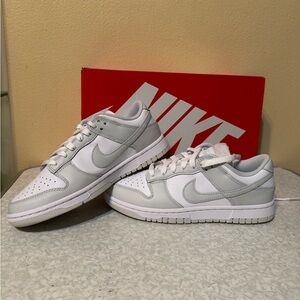Nike White and Gray Low-Top Sneakers